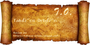 Takács Orbán névjegykártya